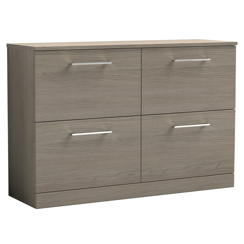 Arno 1200mm Freestanding 4 Drawer Vanity Unit with Worktop - Solace Oak Woodgrain Arno 1200mm Freestanding 4 Drawer Vanity Unit with Worktop - Solace Oak Woodgrain