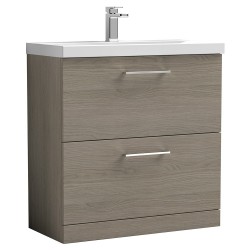 Arno 800mm Freestanding 2 Drawer Vanity Unit with Mid-Edge Basin - Solace Oak