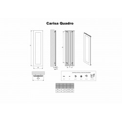 Carisa Quadro White Aluminium Mirror Radiator - 470 x 1800mm - Technical Drawing