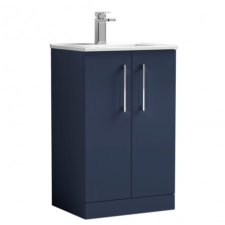 Arno 500mm Freestanding 2 Door Vanity Unit & Minimalist Ceramic Basin - Midnight Blue