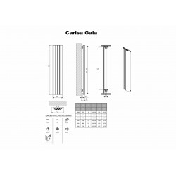 Carisa Gaia White Aluminium Radiator - 1030 x 600mm - Technical Drawing