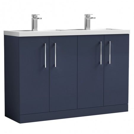 Arno 1200mm Freestanding 4 Door Vanity Unit & Double Basin - Midnight Blue