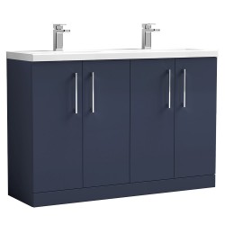 Arno 1200mm Freestanding 4 Door Vanity Unit & Double Basin - Midnight Blue