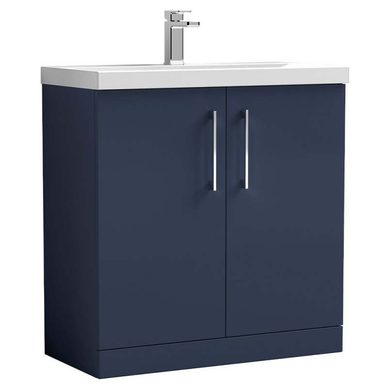 Arno 800mm Freestanding 2 Door Vanity Unit & Mid-Edge Ceramic Basin - Midnight Blue Arno 800mm Freestanding 2 Door Vanity Unit & Mid-Edge Ceramic Basin - Midnight Blue