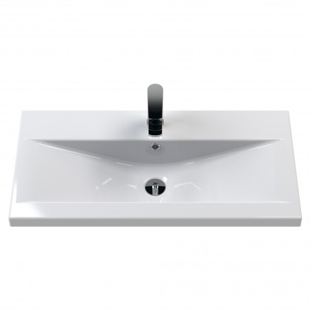 Arno 800mm Freestanding 2 Door Vanity Unit & Mid-Edge Ceramic Basin - Midnight Blue