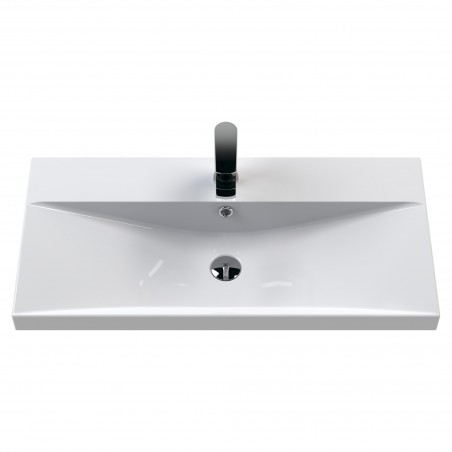 Arno 800mm Freestanding 2 Door Vanity Unit & Thin-Edge Ceramic Basin - Midnight Blue