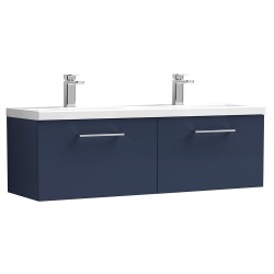 Arno 1200mm Wall Hung 2 Drawer Vanity Unit & Double Ceramic Basin - Midnight Blue
