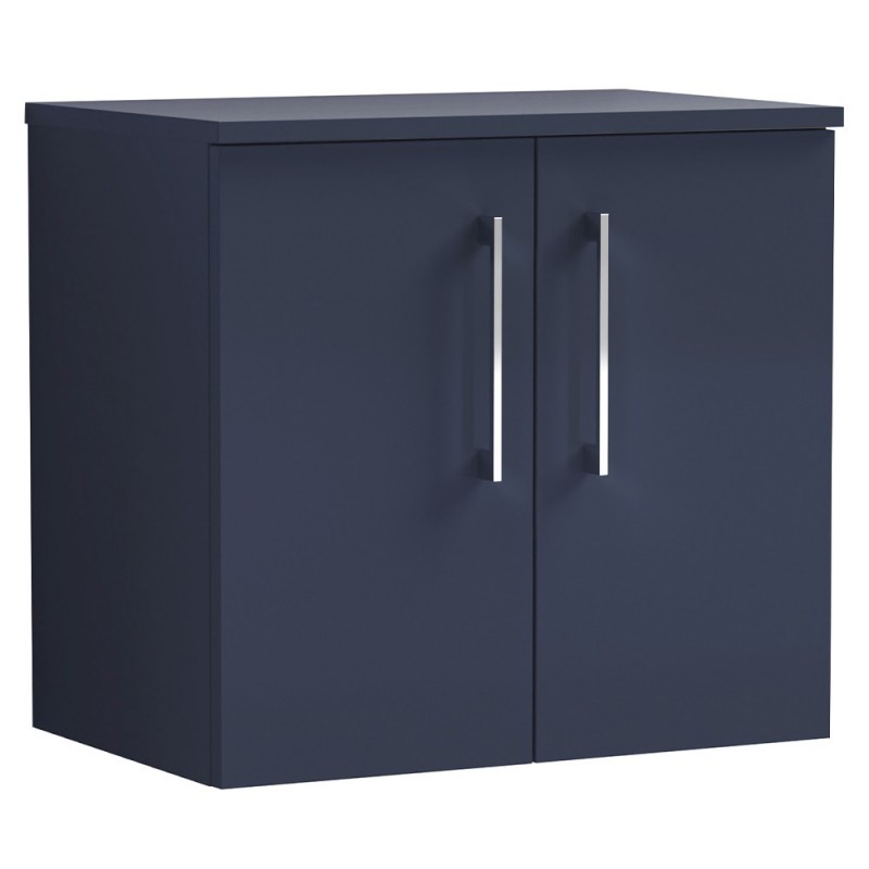 Arno 600mm Wall Hung 2 Door Vanity Unit & Worktop - Midnight Blue Arno 600mm Wall Hung 2 Door Vanity Unit & Worktop - Midnight Blue