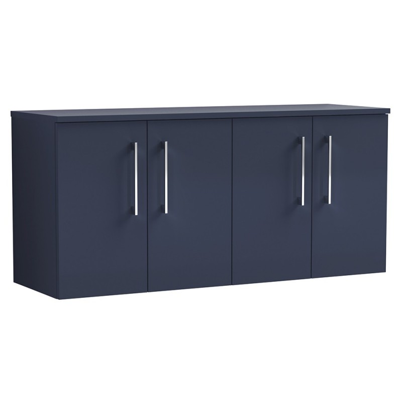 Arno 1200mm Wall Hung 4 Door Vanity Unit & Worktop - Midnight Blue Arno 1200mm Wall Hung 4 Door Vanity Unit & Worktop - Midnight Blue