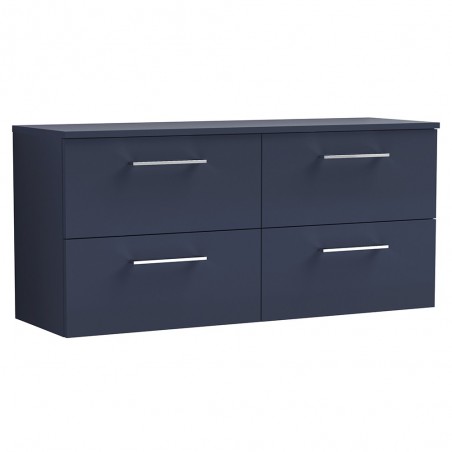 Arno 1200mm Wall Hung 4 Drawer Vanity Unit & Worktop - Midnight Blue