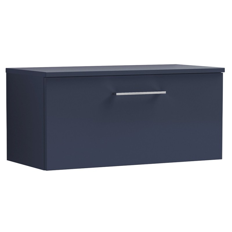Arno 800mm Wall Hung Single Drawer Vanity Unit & Worktop - Midnight Blue Arno 800mm Wall Hung Single Drawer Vanity Unit & Worktop - Midnight Blue