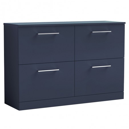 Arno 1200mm Freestanding 4 Drawer Vanity Unit & Worktop - Midnight Blue