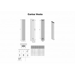 Carisa Vesta White Aluminium Radiator - 1045 x 600mm - Technical Drawing