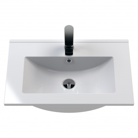 Arno 600mm Freestanding 2 Door Vanity Unit & Minimalist Ceramic Basin - Bleached Oak