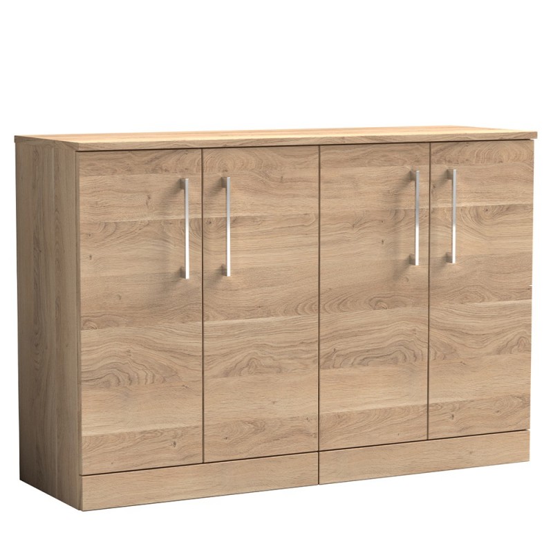 Arno 1200mm Freestanding 4 Door Vanity Unit & Worktop - Bleached Oak Arno 1200mm Freestanding 4 Door Vanity Unit & Worktop - Bleached Oak