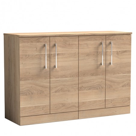 Arno 1200mm Freestanding 4 Door Vanity Unit & Worktop - Bleached Oak