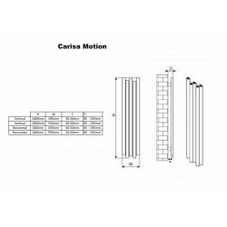 Carisa Motion Anthracite Aluminium Radiator - 390 x 1800mm - Technical Drawing