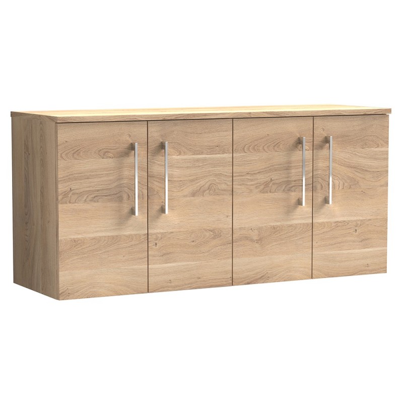 Arno 1200mm Wall Hung 4 Door Vanity Unit & Worktop - Bleached Oak Arno 1200mm Wall Hung 4 Door Vanity Unit & Worktop - Bleached Oak