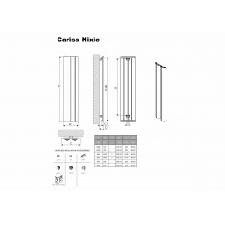 Carisa Nixie Black Aluminium Radiator - 205 x 1800mm - Technical Drawing