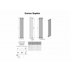 Carisa Sophia Black Aluminium Radiator - 331 x 1800mm - Technical Drawing
