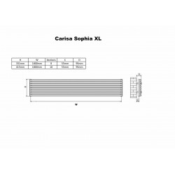 Carisa Sophia Black Aluminium Radiator - 1800 x 415mm - Technical Drawing