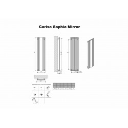 Carisa Sophia Black Aluminium Mirror Radiator - 415 x 1800mm - Technical Drawing