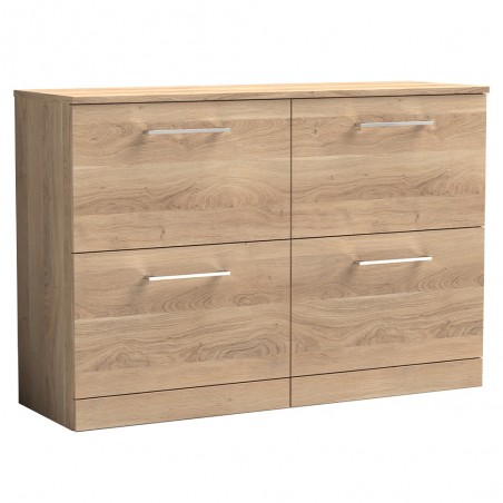 Arno 1200mm Freestanding 4 Drawer Vanity Unit & Worktop - Bleached Oak