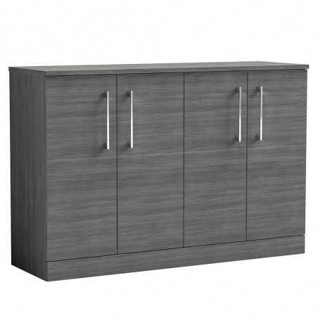 Arno 1200mm Freestanding 4 Door Vanity Unit with Worktop - Anthracite Woodgrain