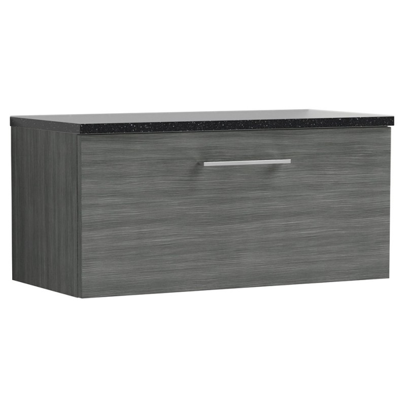 Arno 800mm Wall Hung Single Drawer Vanity Unit with Laminate Top - Anthracite Woodgrain Arno 800mm Wall Hung Single Drawer Vanity Unit with Laminate Top - Anthracite Woodgrain