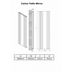 Carisa Tallis White Aluminium Radiator - 550 x 1800mm - Technical Drawing