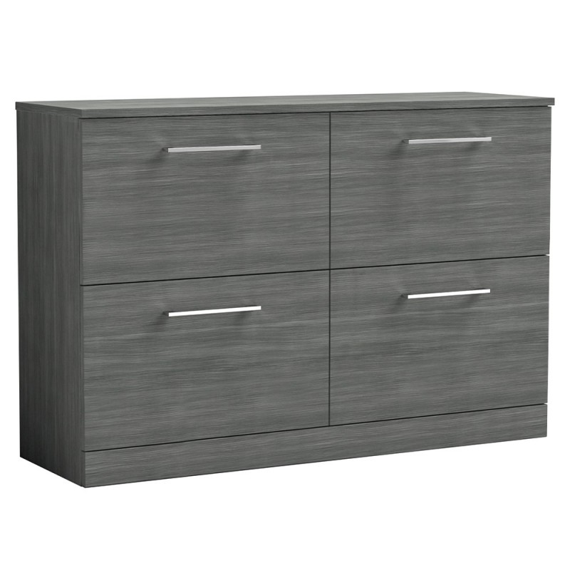 Arno 1200mm Freestanding 4 Drawer Vanity Unit with Worktop - Anthracite Woodgrain Arno 1200mm Freestanding 4 Drawer Vanity Unit with Worktop - Anthracite Woodgrain