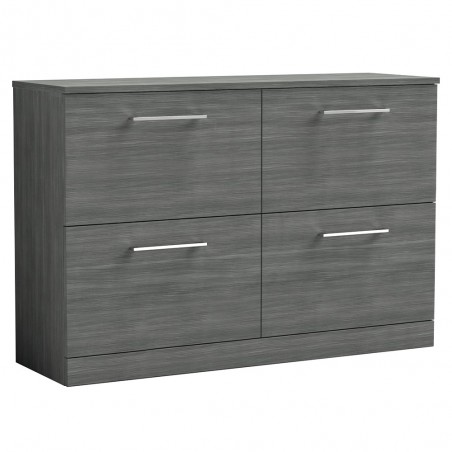 Arno 1200mm Freestanding 4 Drawer Vanity Unit with Worktop - Anthracite Woodgrain