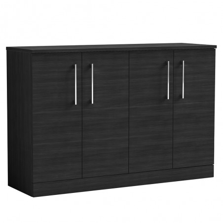 Arno 1200mm Freestanding 4 Door Vanity Unit with Worktop - Charcoal Black Woodgrain