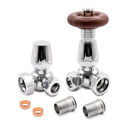 Chrome Traditional Thermostatic Radiator Valves Corner