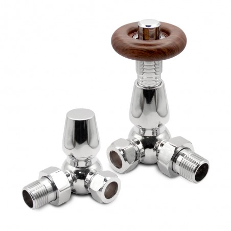 Chrome Traditional Thermostatic Radiator Valves Corner