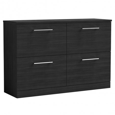 Arno 1200mm Freestanding 4 Drawer Vanity Unit with Worktop - Charcoal Black Woodgrain