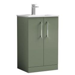 Arno 500mm Freestanding 2 Door Vanity Unit with Minimalist Basin - Satin Green