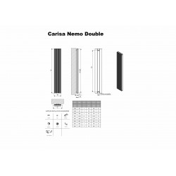 Carisa Nemo Double Black Aluminium Radiator - 470 x 1800mm - Technical Drawing