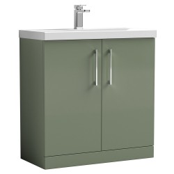 Arno 800mm Freestanding 2 Door Vanity Unit with Mid-Edge Basin - Satin Green