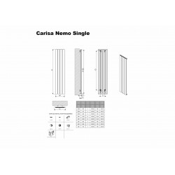 Carisa Nemo Black Aluminium Radiator - 375 x 1800mm - Technical Drawing