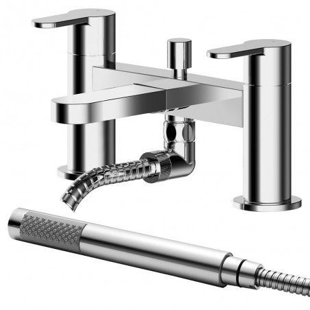 Arvan Deck Mounted Bath Shower Mixer With Kit - Chrome