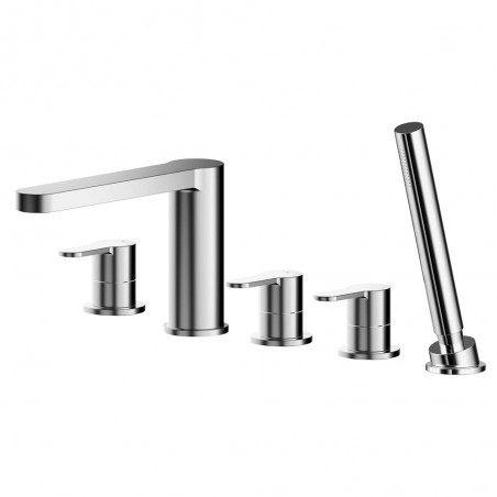 Arvan Deck Mounted 5 Tap Hole Bath Shower Mixer - Chrome