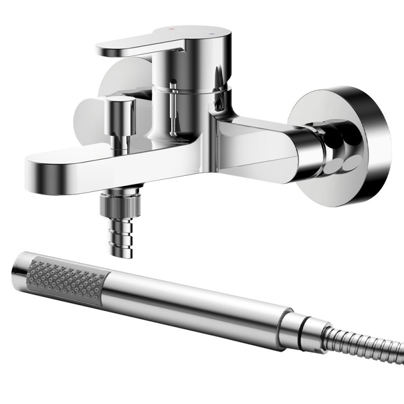 Arvan Wall Mounted Bath Shower Mixer With Kit - Chrome Arvan Wall Mounted Bath Shower Mixer With Kit - Chrome