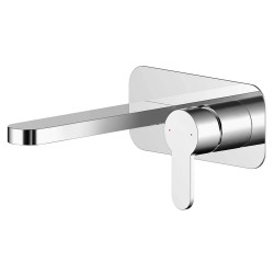 Arvan Wall Mounted 2 Tap Hole Basin Mixer With Plate - Chrome