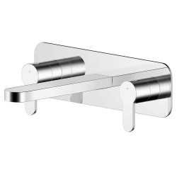 Arvan Wall Mounted 3 Tap Hole Basin Mixer With Plate - Chrome