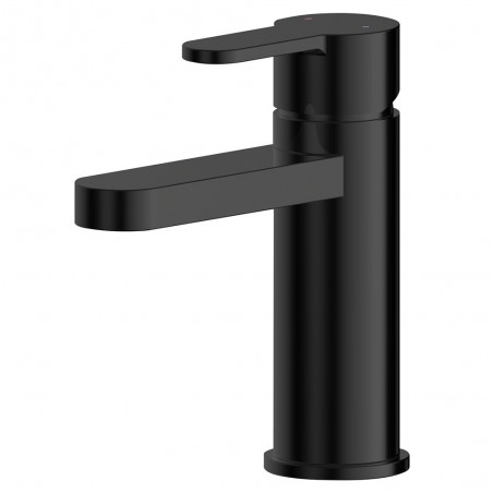 Arvan Mono Basin Mixer With Push Button Waste - Matt Black