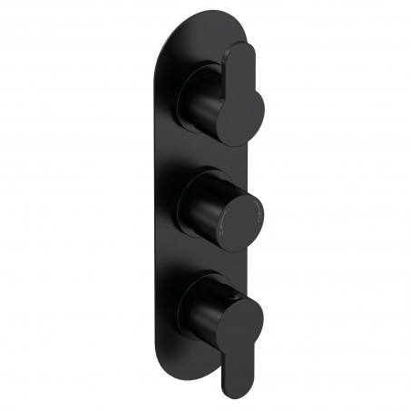 Arvan Triple Thermostatic Valve With Diverter - Matt Black