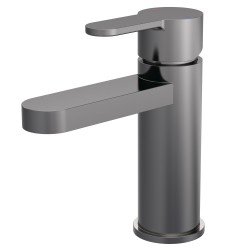 Arvan Mono Basin Mixer With Push Button Waste - Brushed Pewter