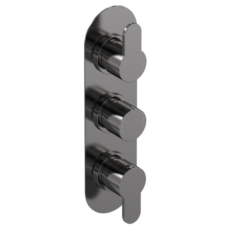 Arvan Triple Thermostatic Valve With Diverter - Brushed Pewter Arvan Triple Thermostatic Valve With Diverter - Brushed Pewter