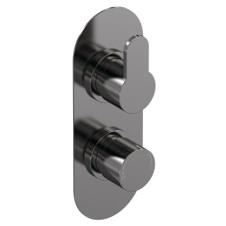 Arvan Twin Thermostatic Valve - Brushed Pewter